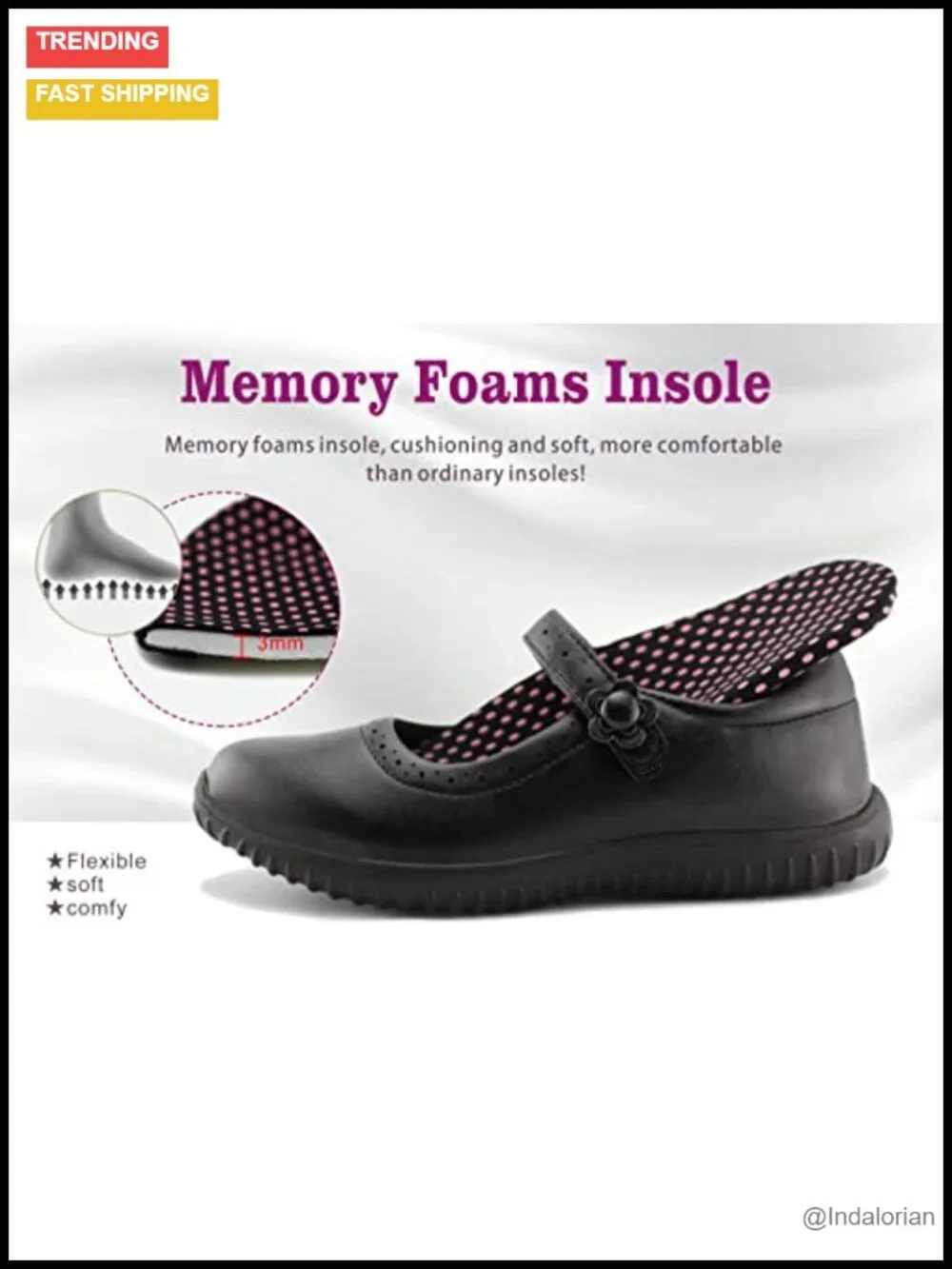 Girls Mary Jane School Uniform Shoes Hook & Loop Closure Faux Leather